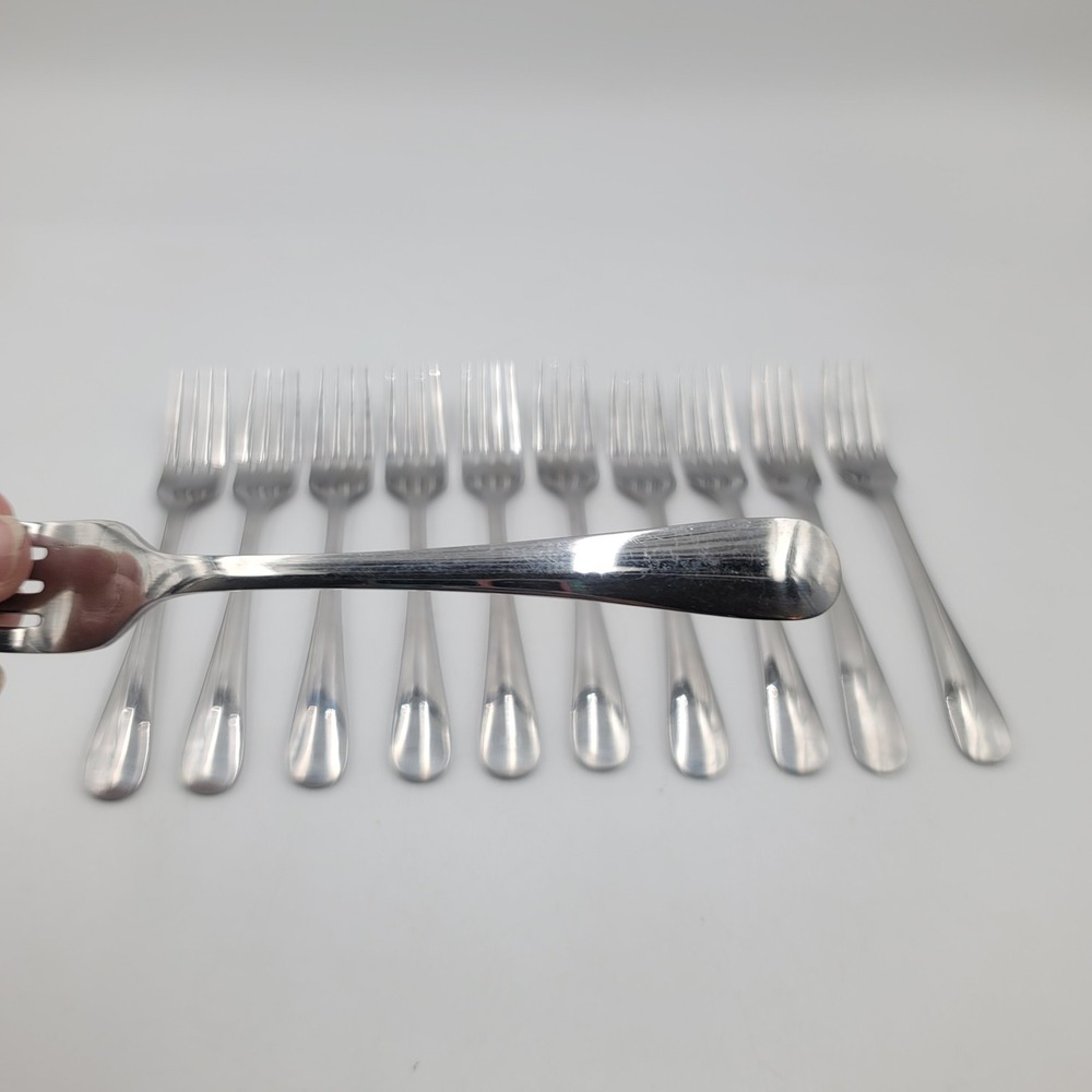 11pc Stainless China Heavy Duty Dinner Forks 8" Teardrop Handle Silver Flatware